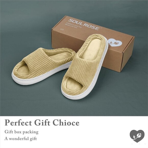Slippers Memory OpenToe House Bedroom Corduroy Lightweight Shoes Comfy for Women - Picture 6 of 7